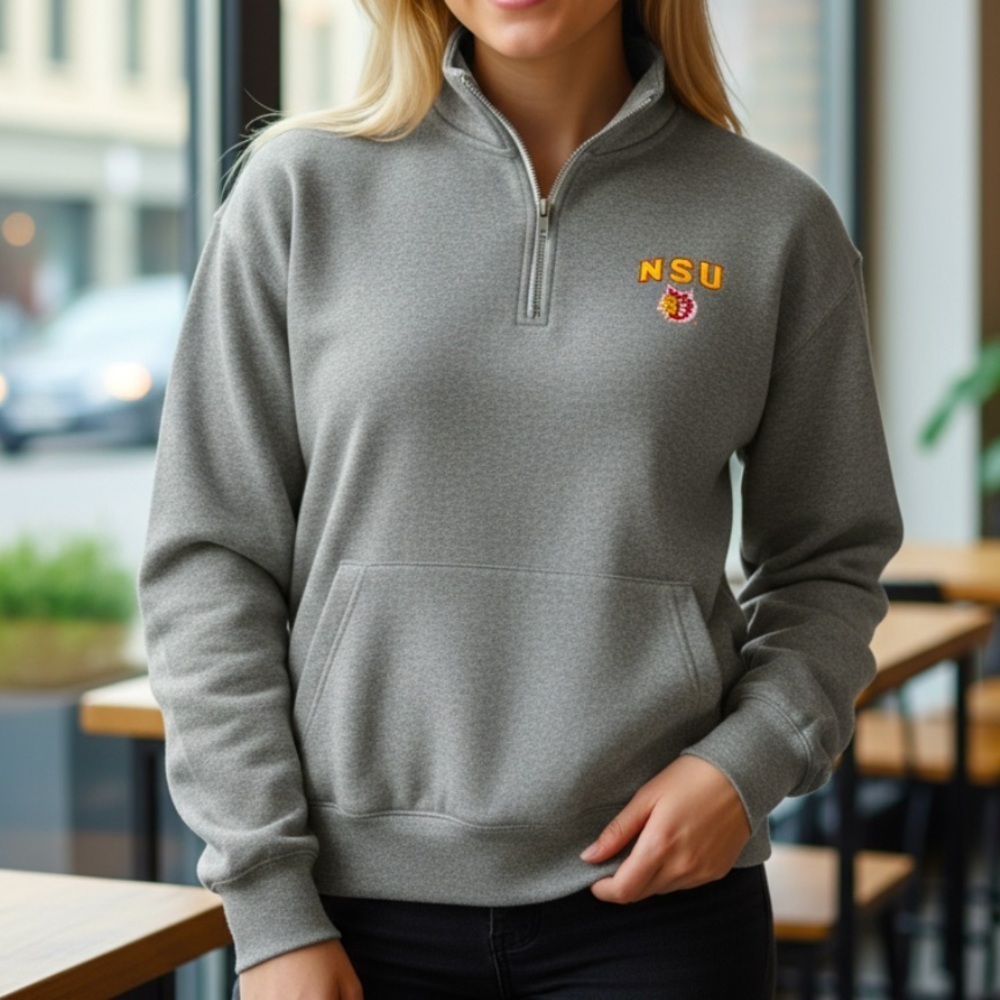 NSU WOLVES Gray Quarter-Zip Women's Sweater | SIZE M